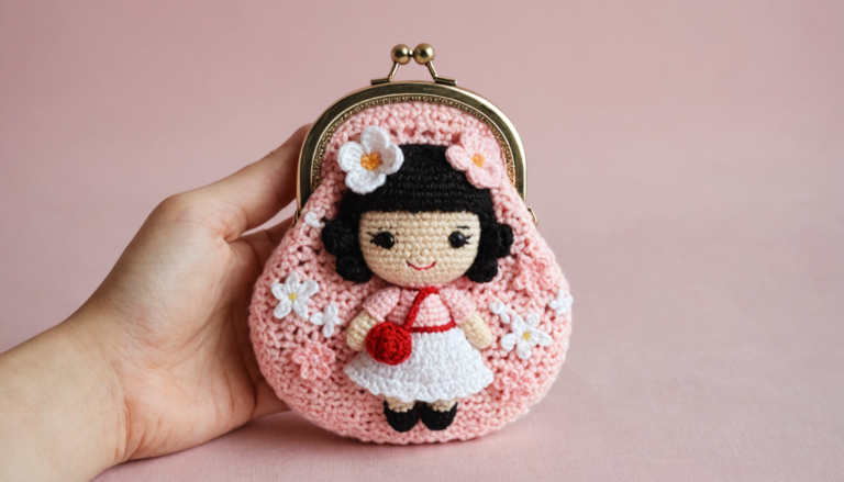 Adorable Crochet Sakura Doll Coin Purse Pattern: Easy Tutorial & Free Download