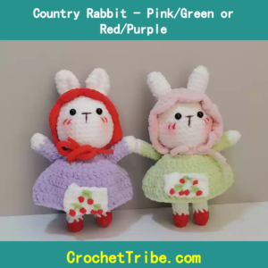 Handmade Country Rabbit Décor – Charming Pink-Green & Red-Purple Designs