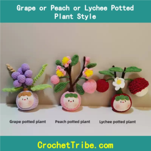 100% Handmade Grape, Peach, or Lychee Potted Plants – Unique, Artisan-Style Decor
