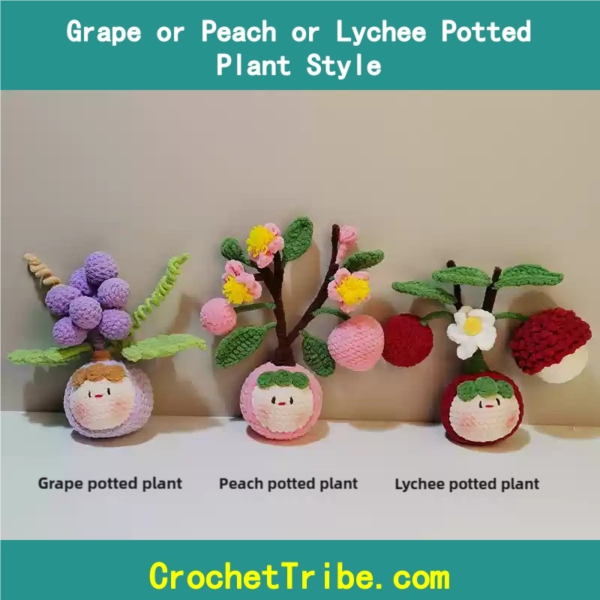100% Handmade Grape, Peach, or Lychee Potted Plants – Unique, Artisan-Style Decor