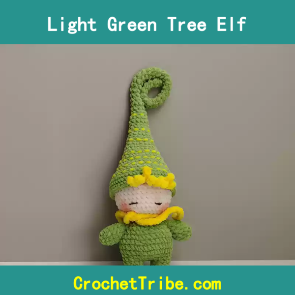 Enchanting Handcrafted Light Green Tree Elf – 100% Handmade Magic for Your Home