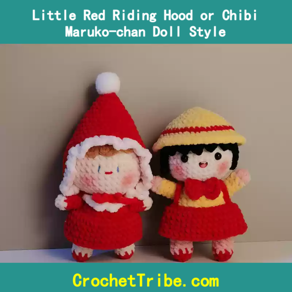 Handmade Little Red Riding Hood & Chibi Maruko-chan Style Dolls – 100% Unique Artisan Craftsmanship