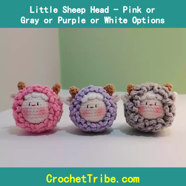 Handmade Little Sheep Head Décor – 100% Unique in Pink, Gray, Purple, or White