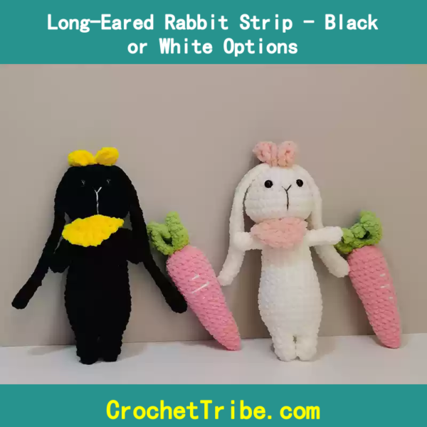 Handmade Long-Eared Rabbit Strips – Premium Black & White Options for Unique Crafting