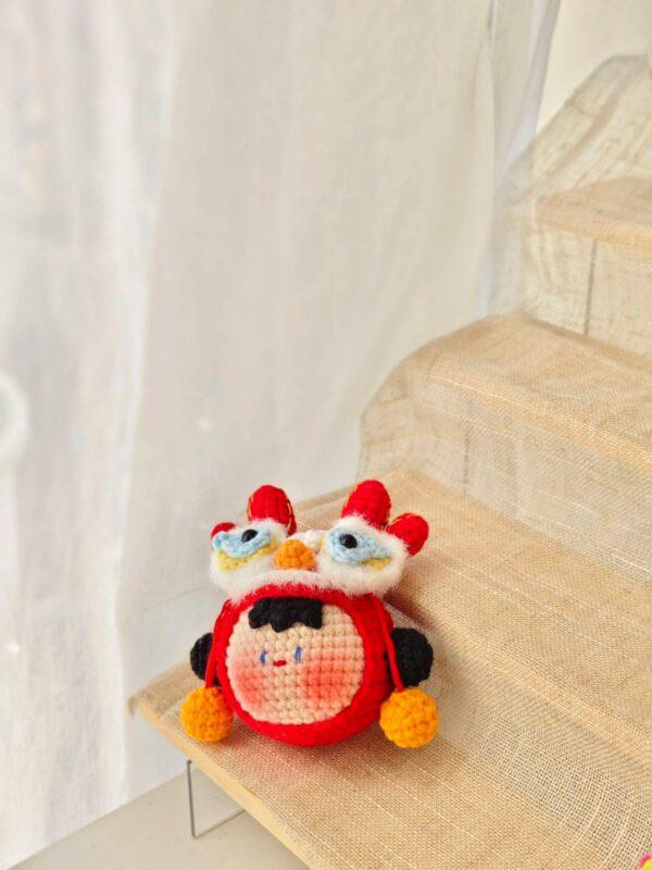 Handmade Crochet Keychain Charm: Auspicious Lion, Dragon, Tiger, & Dumpling Plush - Image 4