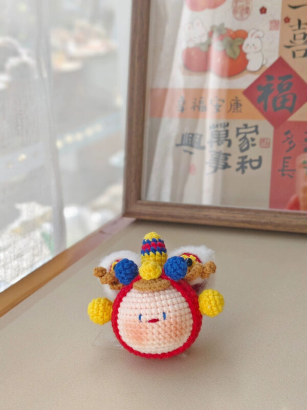 Handmade Crochet Keychain Charm: Auspicious Lion, Dragon, Tiger, & Dumpling Plush - Image 3