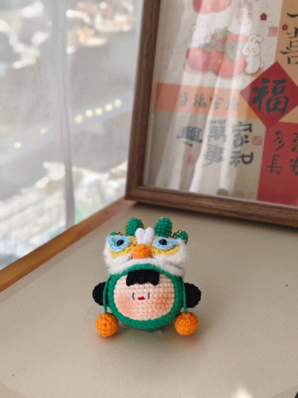 Handmade Crochet Keychain Charm: Auspicious Lion, Dragon, Tiger, & Dumpling Plush - Image 5