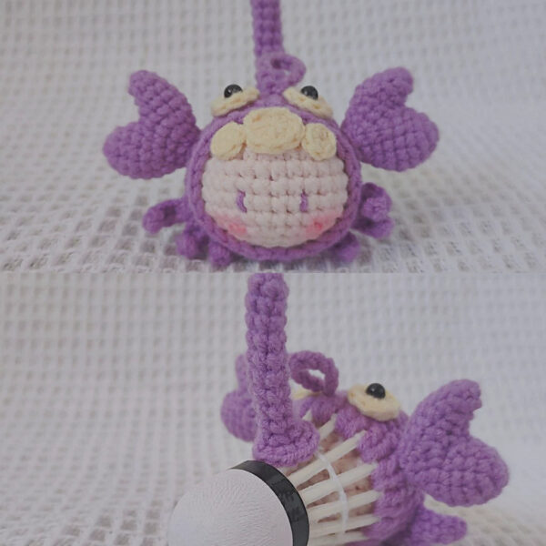 Handmade Crochet Zodiac Dumpling Keychain, Feather Shuttlecock Bag Charm Gift - Image 16