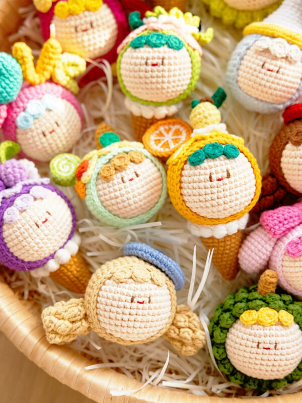 Handmade Crochet Dango Keychain Milk Cotton Yarn DIY Amigurumi Doll Gift