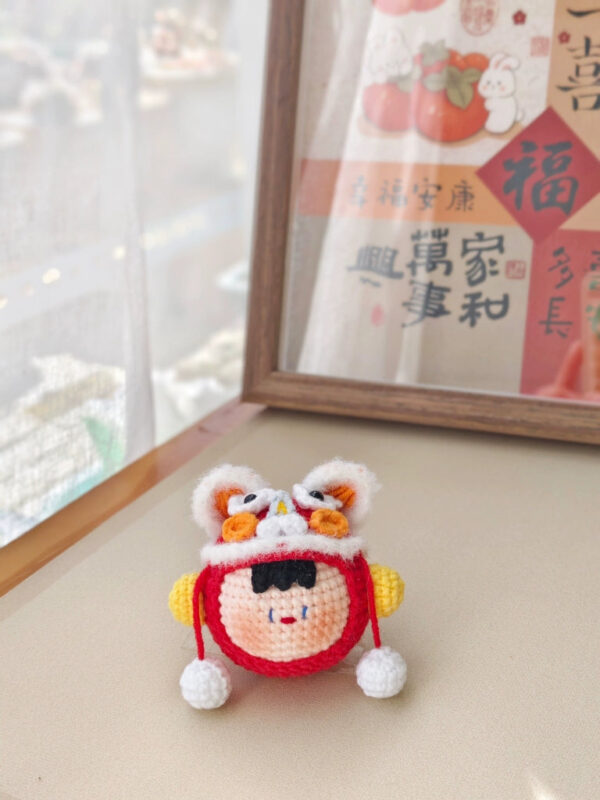 Handmade Crochet Keychain Charm: Auspicious Lion, Dragon, Tiger, & Dumpling Plush - Image 8
