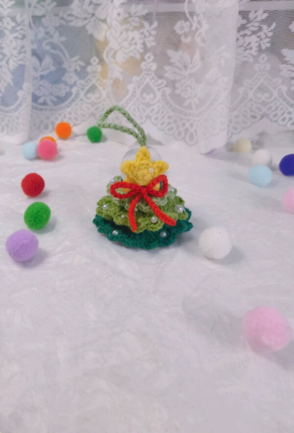 DIY Crochet Christmas Tree Ornament Kit, Handmade Feather Ball Keychain, Woven Bag Charm Gift - Image 12