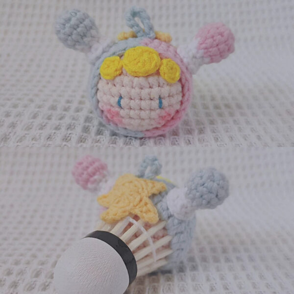 Handmade Crochet Zodiac Dumpling Keychain, Feather Shuttlecock Bag Charm Gift - Image 11
