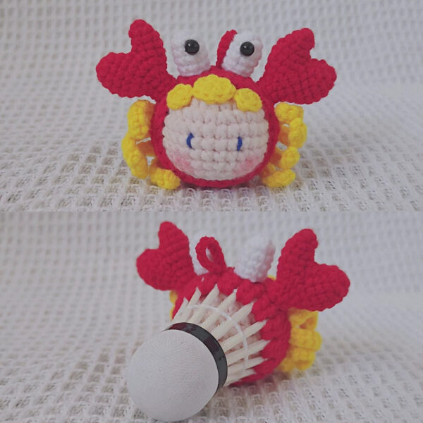 Handmade Crochet Zodiac Dumpling Keychain, Feather Shuttlecock Bag Charm Gift - Image 12