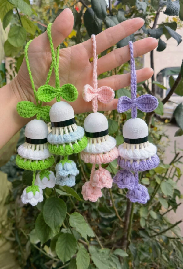 DIY Crochet Christmas Tree Ornament Kit, Handmade Feather Ball Keychain, Woven Bag Charm Gift - Image 6