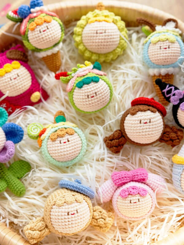 Handmade Crochet Dango Keychain Milk Cotton Yarn DIY Amigurumi Doll Gift - Image 3
