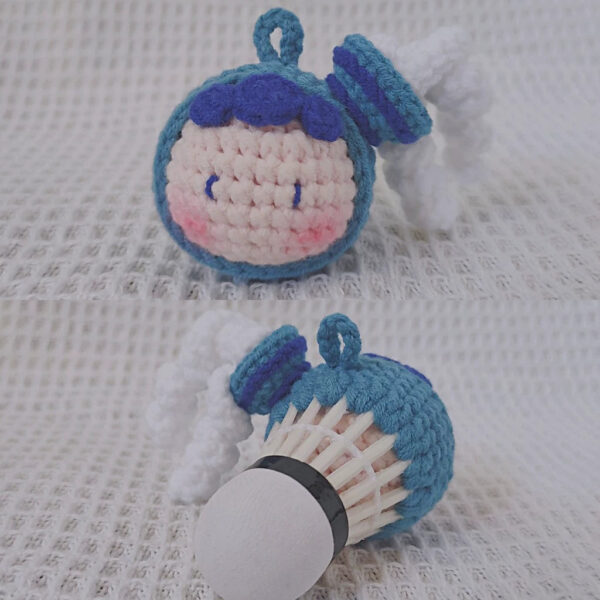 Handmade Crochet Zodiac Dumpling Keychain, Feather Shuttlecock Bag Charm Gift - Image 7