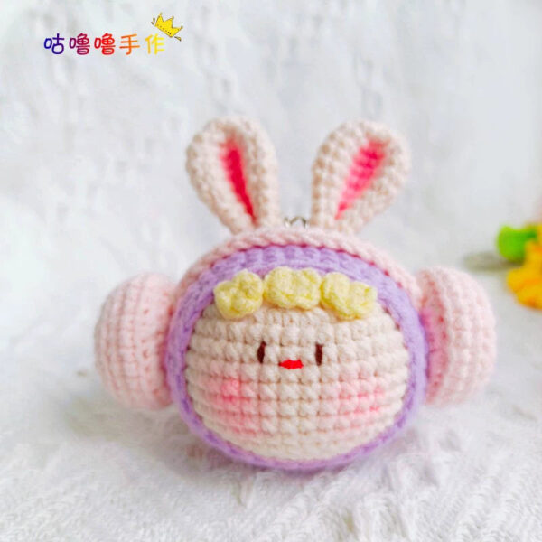 Handmade Crochet Bunny Keychain with Flower Charm, Cute Plush Bag Accessory Gift - Image 7