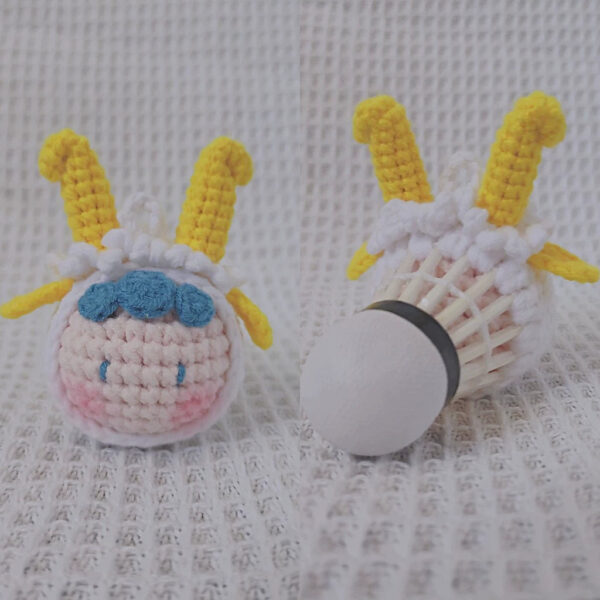 Handmade Crochet Zodiac Dumpling Keychain, Feather Shuttlecock Bag Charm Gift - Image 9