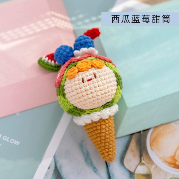 Handmade Crochet Dango Keychain Milk Cotton Yarn DIY Amigurumi Doll Gift - Image 42