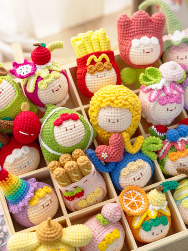Handmade Crochet Dango Keychain Milk Cotton Yarn DIY Amigurumi Doll Gift - Image 4