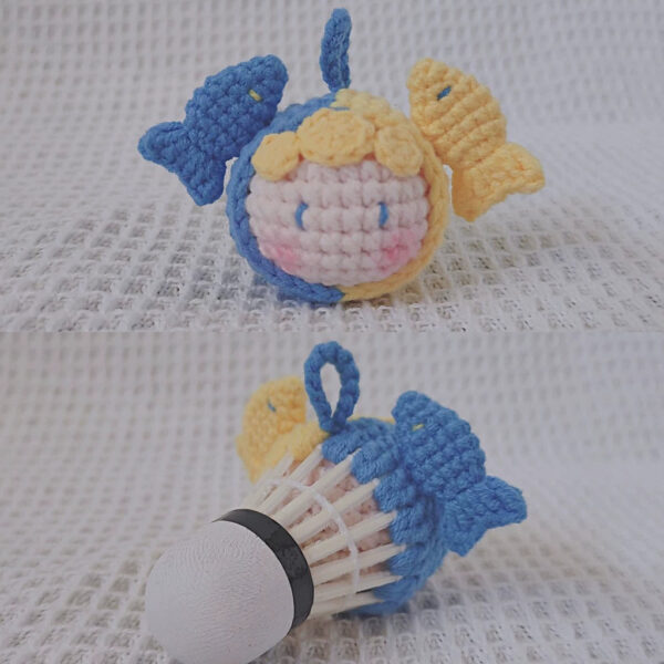 Handmade Crochet Zodiac Dumpling Keychain, Feather Shuttlecock Bag Charm Gift - Image 8
