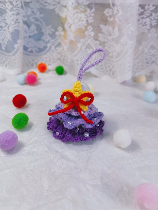 DIY Crochet Christmas Tree Ornament Kit, Handmade Feather Ball Keychain, Woven Bag Charm Gift - Image 15