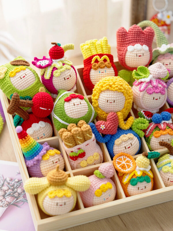 Handmade Crochet Dango Keychain Milk Cotton Yarn DIY Amigurumi Doll Gift - Image 2