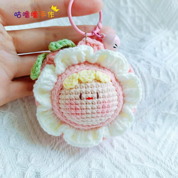 Handmade Crochet Bunny Keychain with Flower Charm, Cute Plush Bag Accessory Gift - Image 8