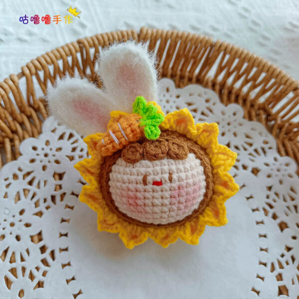Handmade Crochet Bunny Keychain with Flower Charm, Cute Plush Bag Accessory Gift - Image 11