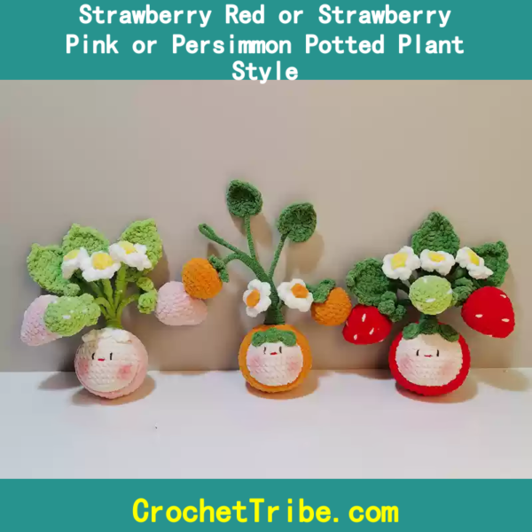 Vibrant Handmade Potted Plants: Strawberry Red, Strawberry Pink, & Persimmon Styles for Stunning Indoor & Outdoor Decor