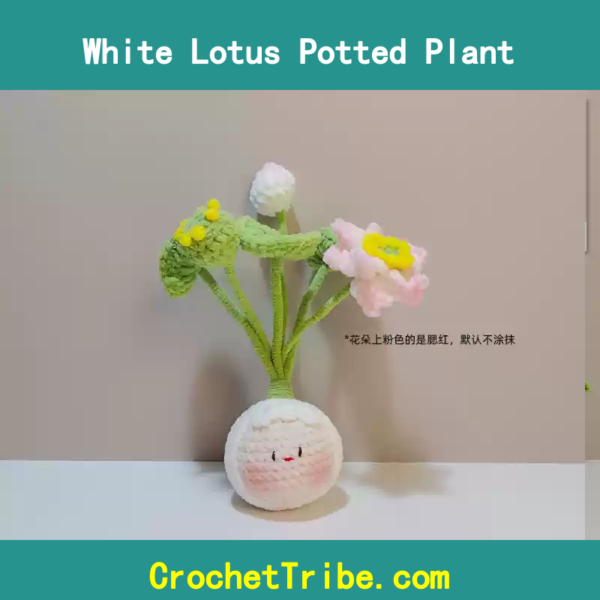 Elegant White Lotus Potted Plant – 100% Handmade Botanical Masterpiece